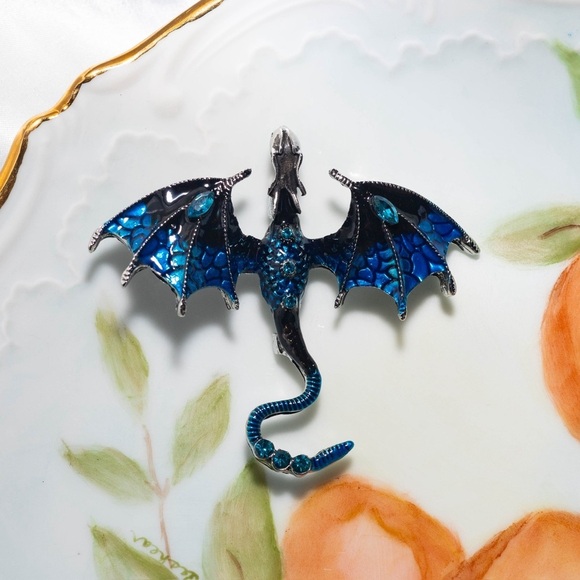 ✨Betsey Johnson Draco Blue Dragon Brooch - Picture 5 of 6